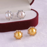 925 Silver Earrings Women 9-10mm Freshwater Pearl Wholesale