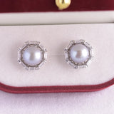 925 Silver Earrings Women 9-10mm Freshwater Pearl Wholesale