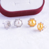 925 Silver Earrings Women 9-10mm Freshwater Pearl Wholesale
