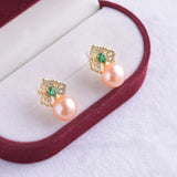 925 Silver Earrings Natural Freshwater Pearl Jewelry Women 9-10mm Oblate