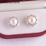 925 Silver Earrings Women 9-10mm Freshwater Pearl Wholesale