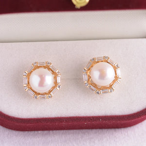925 Silver Earrings Women 9-10mm Freshwater Pearl Wholesale