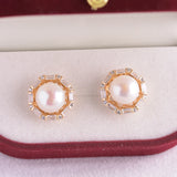 925 Silver Earrings Women 9-10mm Freshwater Pearl Wholesale