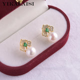 925 Silver Earrings Natural Freshwater Pearl Jewelry Women 9-10mm Oblate