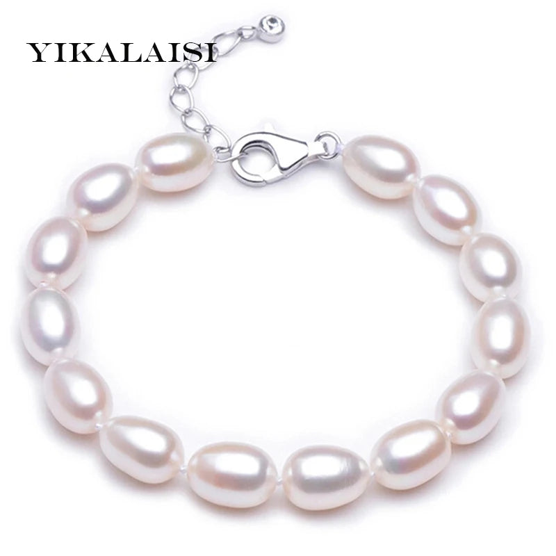 925 Silver Charm Bracelet with Pearl Drop