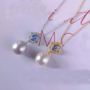 925 Silver Opal Pendant Necklace with Freshwater Pearl