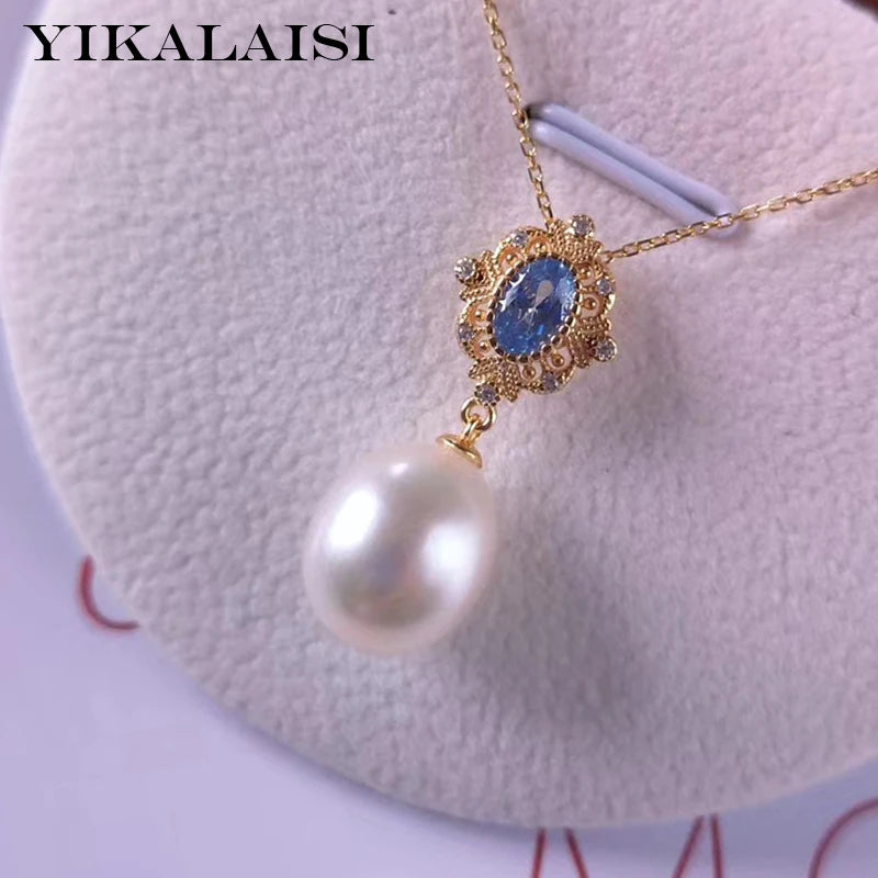 925 Silver Opal Pendant Necklace with Freshwater Pearl