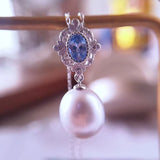 925 Silver Opal Pendant Necklace with Freshwater Pearl