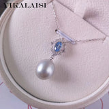 925 Silver Opal Pendant Necklace with Freshwater Pearl