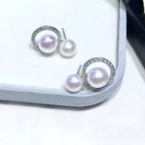 925 Silver Pearl Earrings 7-8mm Studs for Women