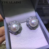 925 Silver Pearl Earrings Fine Natural Pearl 10-11mm For Women