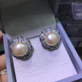 925 Silver Pearl Earrings Fine Natural Pearl 10-11mm For Women