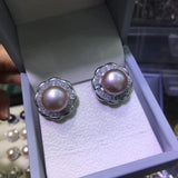 925 Silver Pearl Earrings Fine Natural Pearl 10-11mm For Women