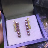 925 Sterling Silver Pearl Earrings 4-5mm Natural Fine Jewelry for Women