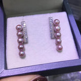 925 Sterling Silver Pearl Earrings 4-5mm Natural Fine Jewelry for Women