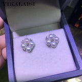 925 Silver Pearl Earrings Natural 4-5mm Studs