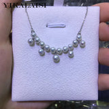 925 Silver Pearl Necklace 4-5mm Fine Natural Jewelry