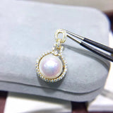925 Silver Pearl Pendant 11-12mm Natural Jewelry for Women