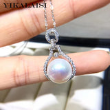 925 Silver Pearl Pendant 11-12mm Natural Jewelry for Women