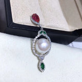 925 Silver Pearl Pendant 11-12mm For Women