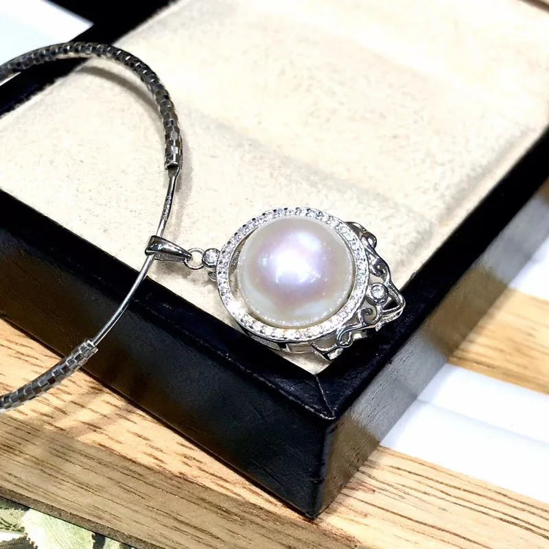 925 Sterling Silver Pearl Pendant 11-12mm
