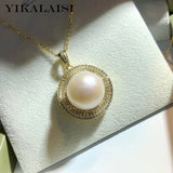 925 Sterling Silver Pearl Pendant Natural Jewelry 12-13mm For Women
