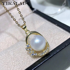 925 Silver Natural Pearl Pendant 8-9mm Fine Jewelry Women