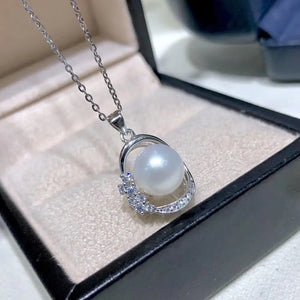 925 Silver Natural Pearl Pendant 8-9mm Fine Jewelry Women