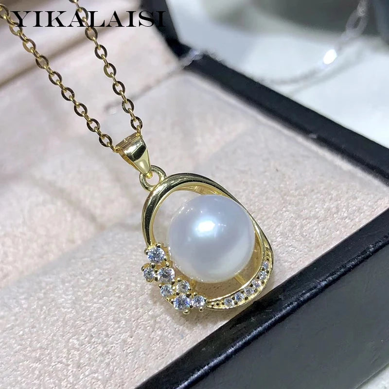 925 Silver Natural Pearl Pendant 8-9mm Fine Jewelry Women