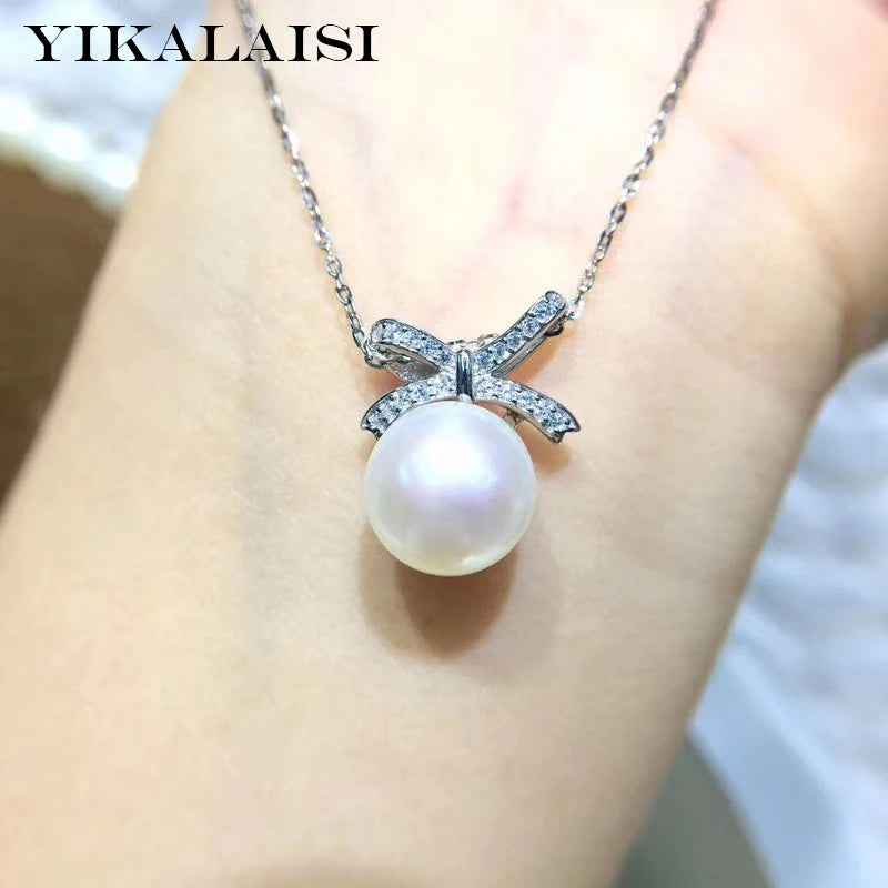 925 Silver Pearl Pendant Natural Jewelry 9-10mm Women