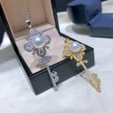 925 Silver Pearl Pendants Natural 9-10mm Fine Jewelry for Women