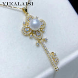 925 Silver Pearl Pendants Natural 9-10mm Fine Jewelry for Women