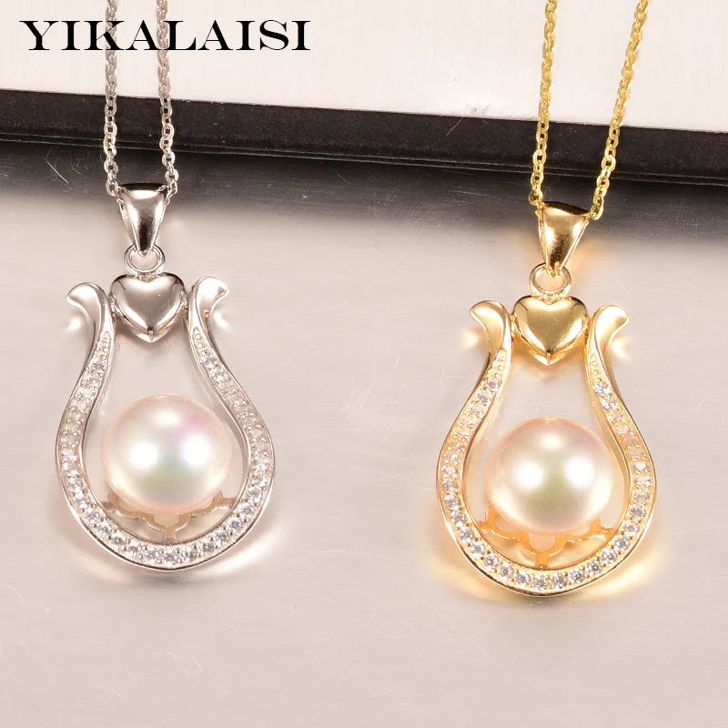 925 Silver Natural Pearl Pendant 10-11mm For Women