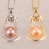 925 Silver Natural Pearl Pendant 10-11mm For Women