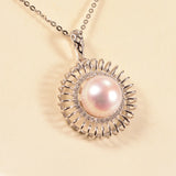 925 Sterling Silver Pearl Pendant 10-11mm Natural Oblate Pearl Jewelry