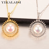 925 Sterling Silver Pearl Pendant 10-11mm Natural Oblate Pearl Jewelry
