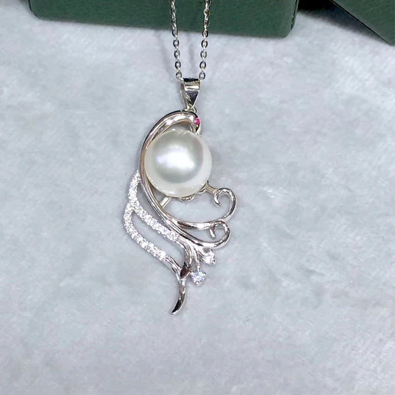 925 Silver Peacock Pearl Pendant 11-12mm