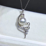 925 Silver Peacock Pearl Pendant 11-12mm