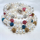 925 Silver Freshwater Pearl Bracelet 8-9mm 4 Color Extension Chain
