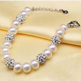 925 Silver Freshwater Pearl Bracelet 8-9mm 4 Color Extension Chain