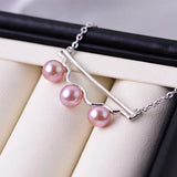 925 Silver Freshwater Pearl Pendant 6-6.5mm Purple