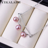 925 Silver Freshwater Pearl Pendant 6-6.5mm Purple