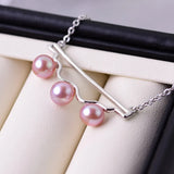925 Silver Freshwater Pearl Pendant 6-6.5mm Purple