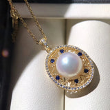 925 Silver Freshwater Pearl Pendant For Women 9-10mm Pearl Necklaces