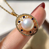 925 Silver Freshwater Pearl Pendant For Women 9-10mm Pearl Necklaces