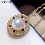 925 Silver Freshwater Pearl Pendant For Women 9-10mm Pearl Necklaces