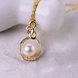 925 Silver Freshwater Pearl Pendant Jewelry for Women 8-9mm Pink Purple
