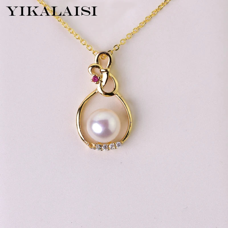 925 Silver Freshwater Pearl Pendant Jewelry for Women 8-9mm Pink Purple