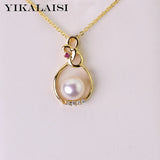 925 Silver Freshwater Pearl Pendant Jewelry for Women 8-9mm Pink Purple
