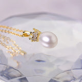 925 Silver Freshwater Pearl Crown Pendant Jewelry 8-9mm Pink Purple